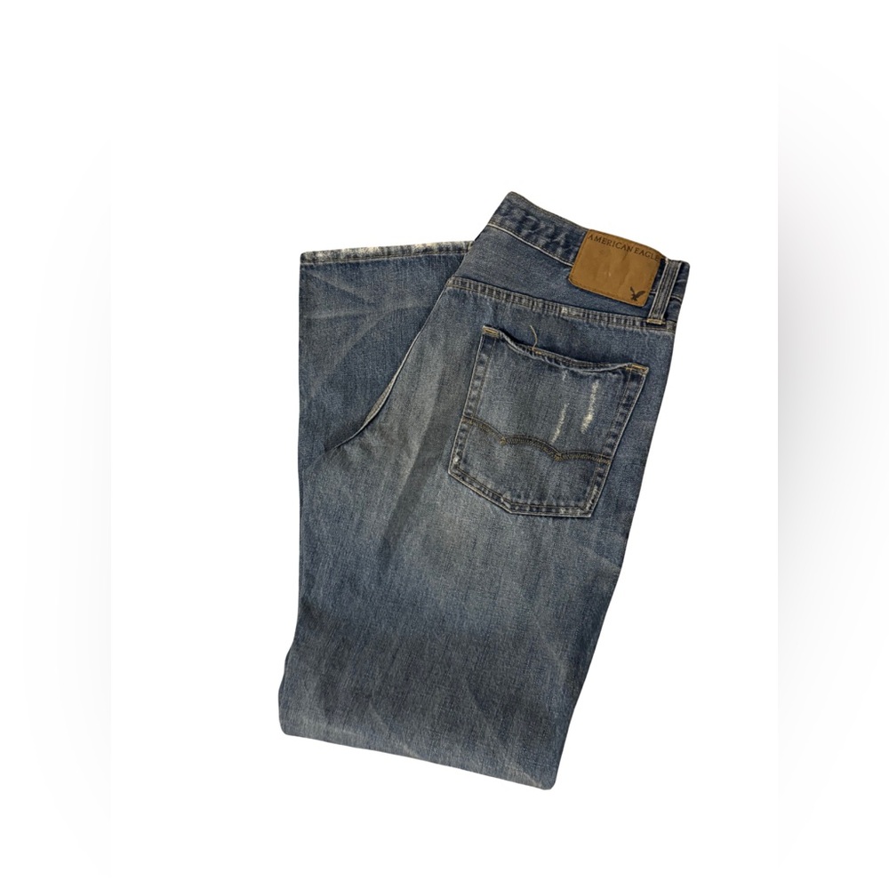 American Eagle Relaxed Fit Bootcut Distressed Jeans 34x34 - Picture 9 of 12